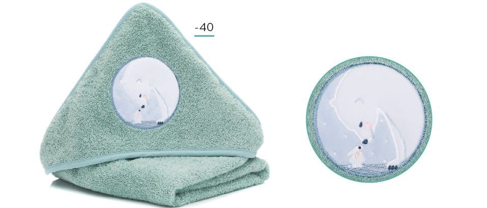 Prosop brodat polar bear ocean 75x75 cm Fillikid