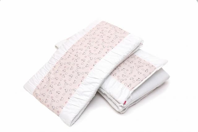 Set protectii patut KidsDecor din bumbac Pink Ducks 50x100 cm
