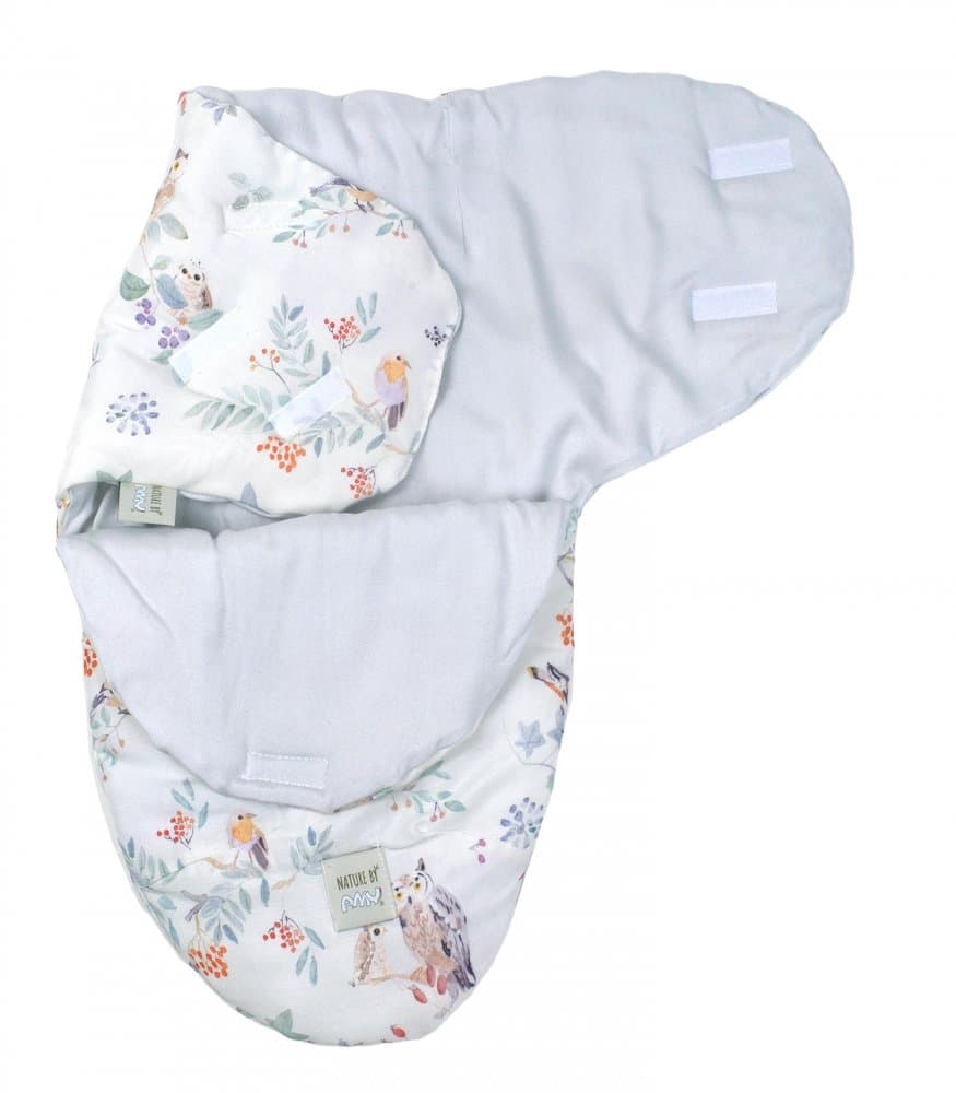 Sistem de infasare Nature Bamboo by Amy din bambus cu umplutura antialergic BabySoft + cadou rucsacel pasari mint