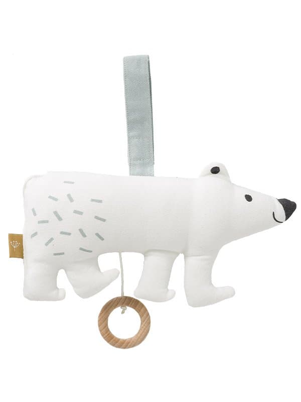 Jucarie muzicala din bumbac organic Polar Bear