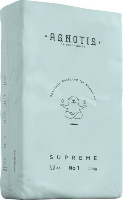 Scutece hipoalergenice Supreme Agnotis marimea nr.1 2-5 kg 44 bucati