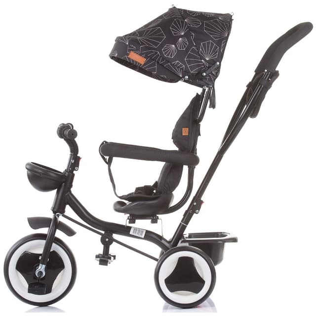 Tricicleta pentru copii Chipolino Jazz Raven cu sezut rotativ 360 grade, control al directiei, suport de picioare reglabil si frana pe rotile din spate