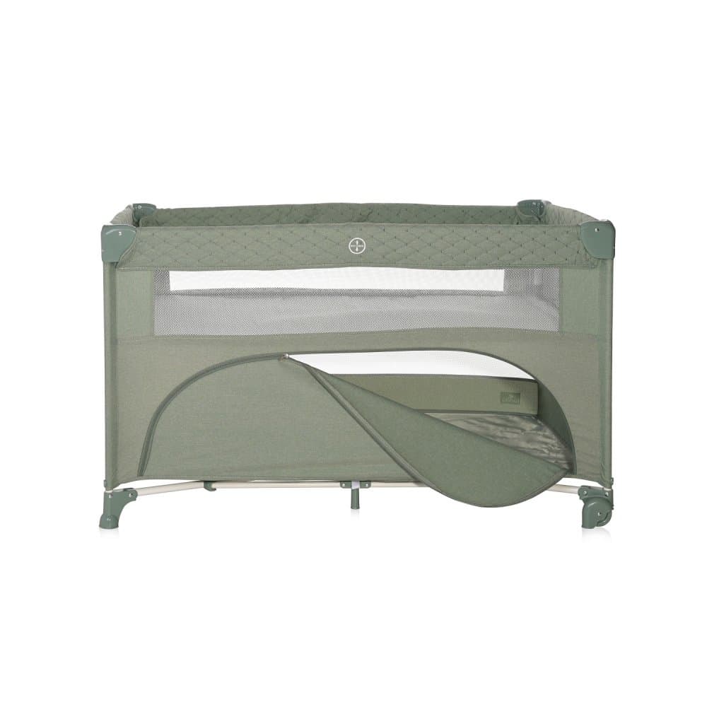 Patut pliabil Up and Down Iceberg Green Teddy Bear cu laterala culisanta, sistem side-sleeping, cu 2 nivele, usa laterala cu fermoar, saltea si geanta de transport incluse