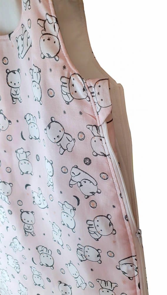 Sac de dormit copii 2.5 tog KidsDecor Baby Bear roz din bumbac 110 cm