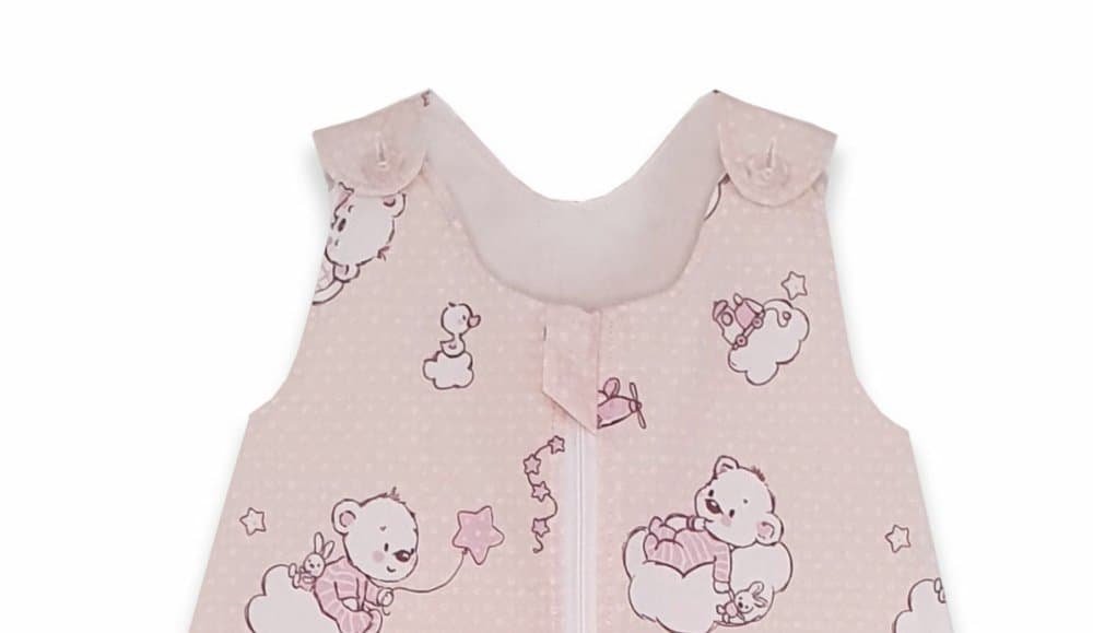Sac de dormit copii 2.5 tog KidsDecor Ursuletul Martinica roz din bumbac 140 cm