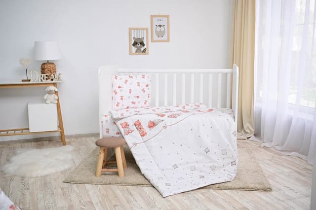 Set lenjerie pat 4 piese bumbac ranforce Bears Pillows Beige