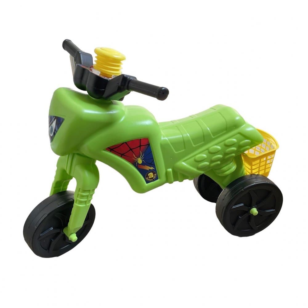 Tricicleta copii fara pedale Spider Green, actionata cu picioarele de la 2 ani pana la 20 kg, inaltime pana la sezut 30 cm