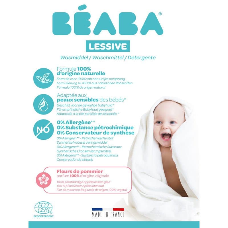 Detergent de rufe lichid Beaba flori de mar 1 L16 spalari Certificat Ecocert