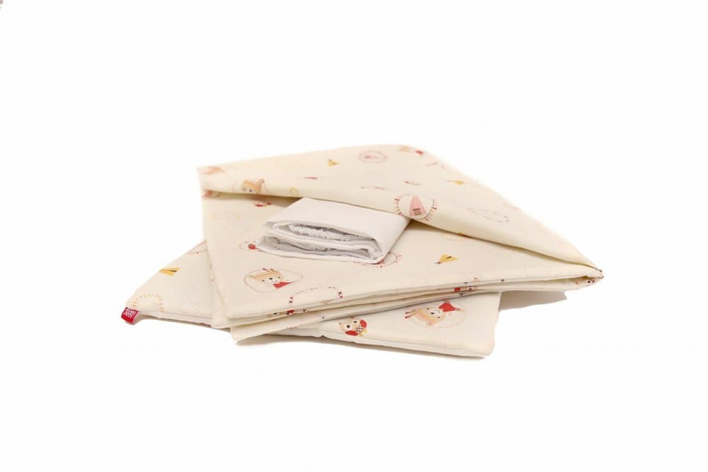 Lenjerie pat copii 3 piese Mici Indieni KidsDecor din bumbac 52x95 cm 75x100 cm