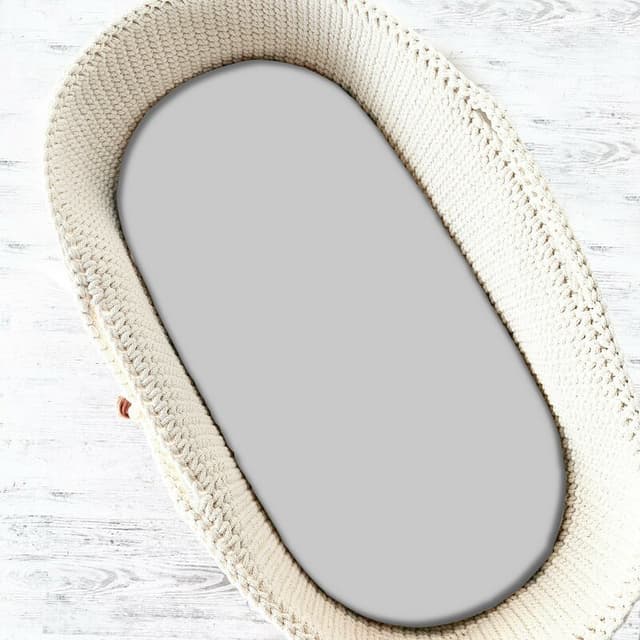 Cearceaf cu elastic Qmini pentru landou carucior si cosulet 80x35 cm din bumbac Gray