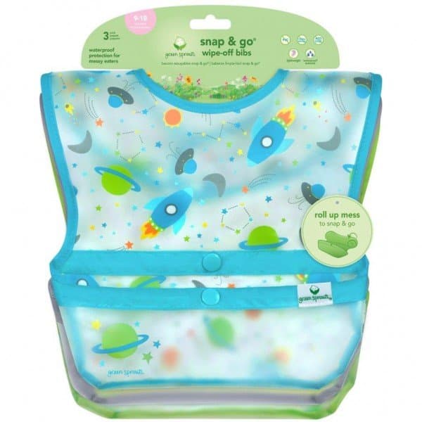 Set 3 bavetele impermeabile Wipe off Green Sprouts Aqua Space