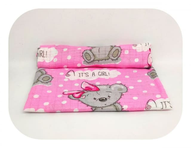 Scutec din muselina tetra 70x80 cm model Pink Girl