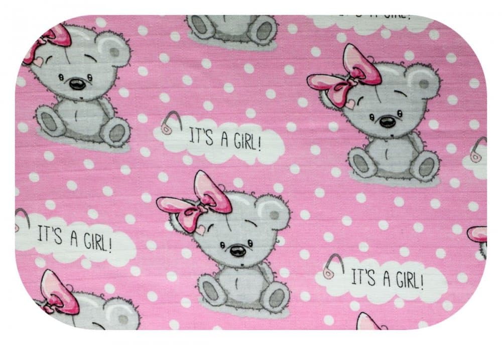 Scutec din bumbac tetra Lux 70x80 cm model Pink Bear