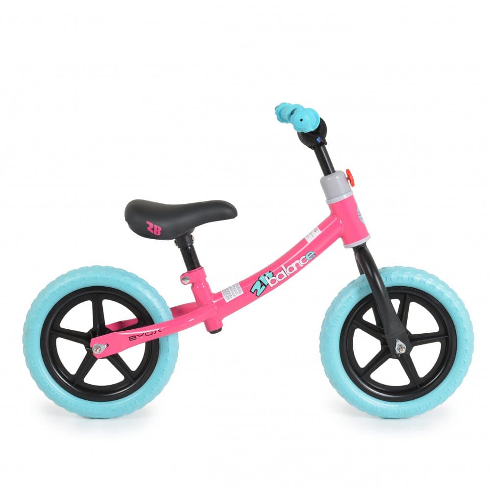 Bicicleta copii fara pedale Byox 2B balance Pink 12 inch, de la 2 ani pana la greutatea de 20 kg, ghidon reglabil pe inaltime, roti din spuma EVA, inaltimea scaunului reglabila de la 35 cm la 45 cm