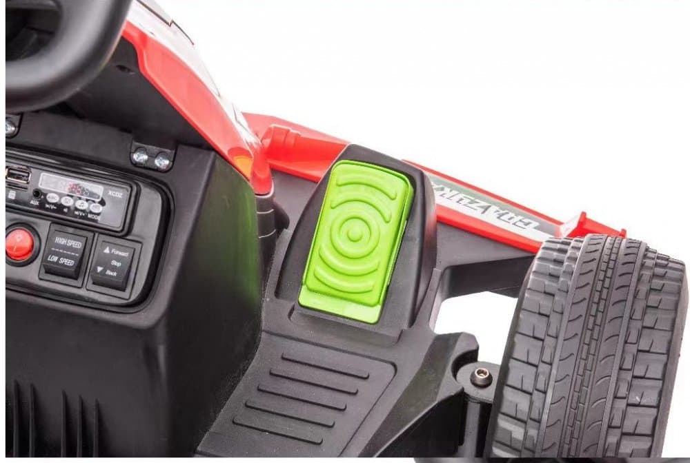Kart electric pentru copii Nichiduta Speed Red, pornire la buton, 12V 90W cu telecomanda, volan cu functii, scaun din piele, pornire la buton, muzica si lumini, dimensiune 115 x 65 x 54 cm