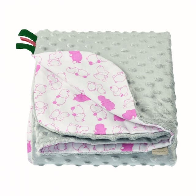 Paturica Minky pentru copii 75x75 cm Grey with Hippo