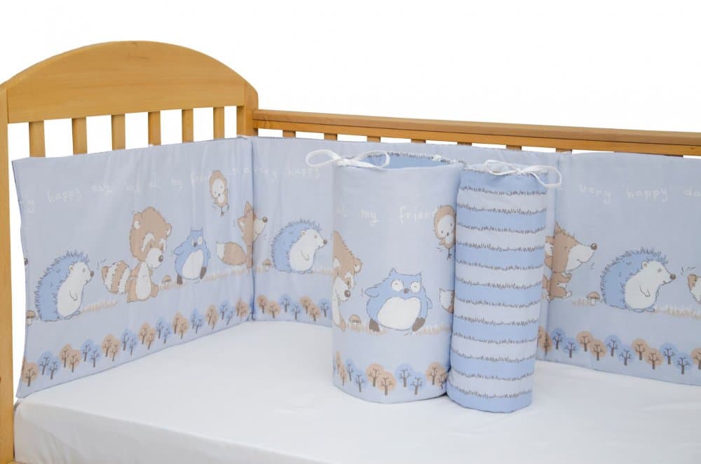 Set protectii patut Odette Blue din bumbac 60x120 cm