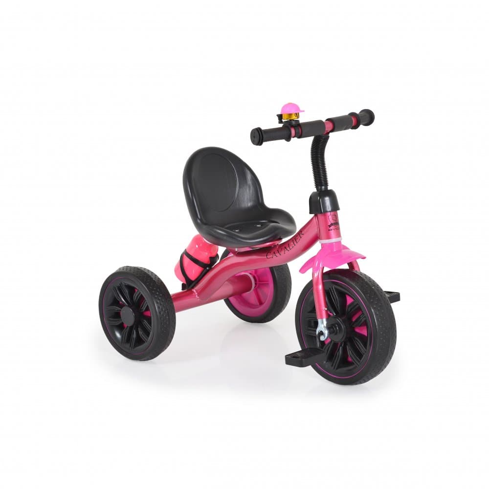 Tricicleta pentru copii Byox Cavalier Lux Pink cu pedale, suport sticluta apa, scaun confortabil, manere antiderapante, structura metalica de la varsta de 3 ani pana la 25 kg