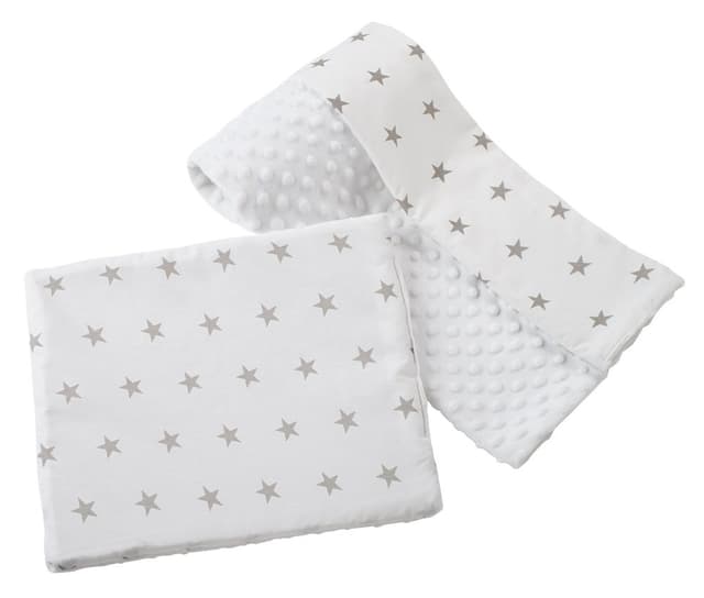 Set paturica Nichiduta 75x100 cm si perna 35x30 cm Minky Stars White