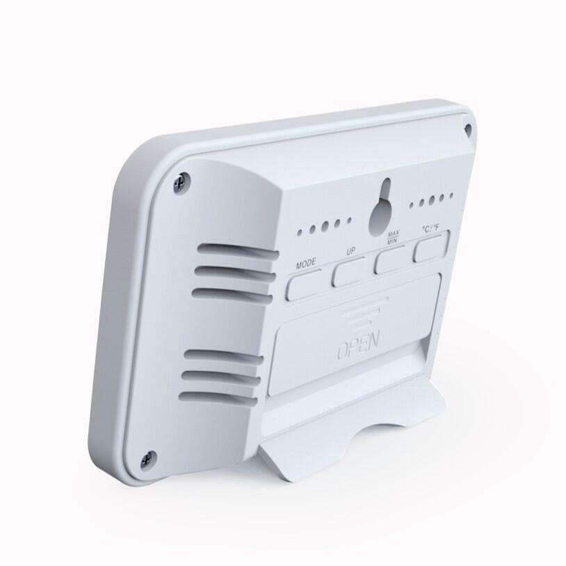 Termometru si higrometru AirBi Line digital de camera ceas cu alarma suport expandabil alb BI1053