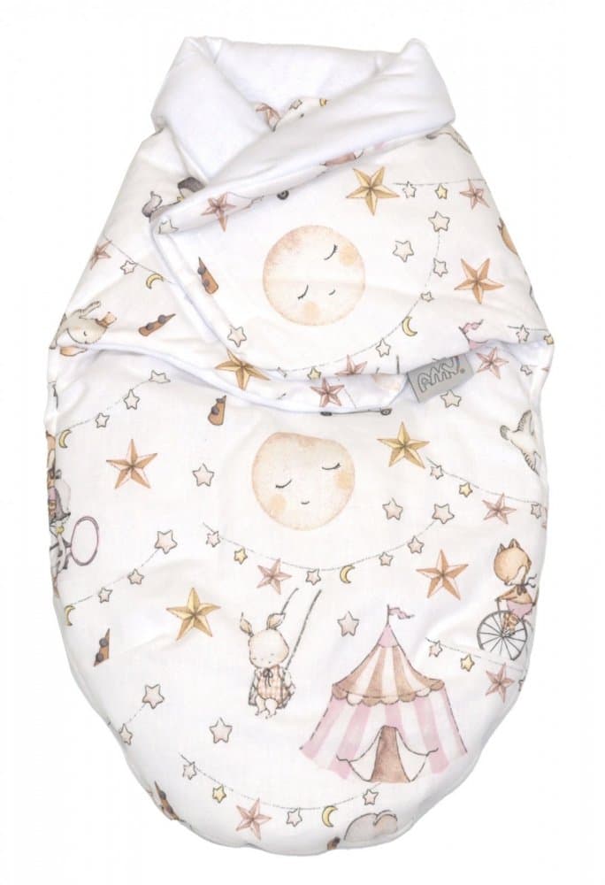 Sistem de infasare Baby swaddle din bumbac cu umplutura antialergica BabySoft Circ roz