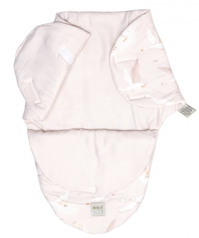 Sistem de infasare Baby swaddle din bumbac cu umplutura antialergica BabySoft Gasca bej