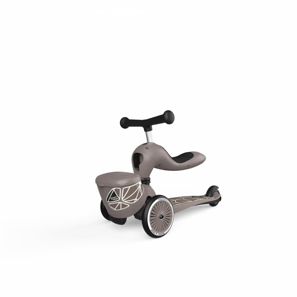 Trotineta copii cu sezut, suport jucarie, transformabila 2 in 1, HighwayKick 1 Lifestyle Brownlines, 1-5 ani, pana la 50 kg, Scoot Ride