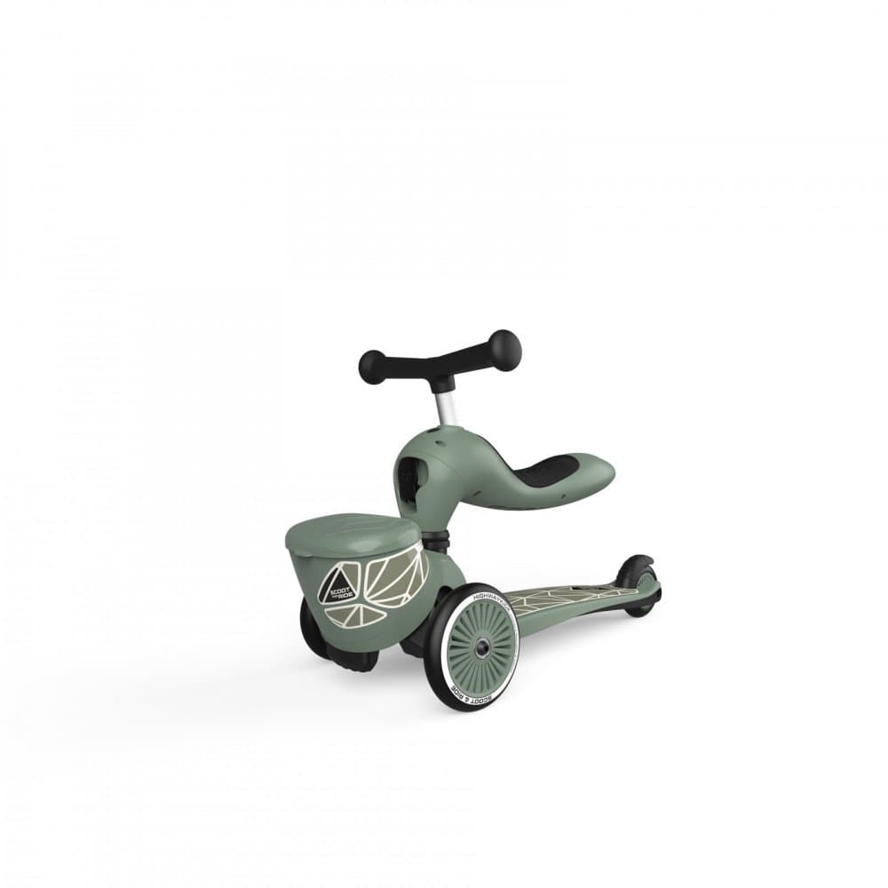 Trotineta copii cu sezut, suport jucarie, transformabila 2 in 1, HighwayKick 1 Lifestyle Greenlines, 1-5 ani, pana la 50 kg, Scoot Ride