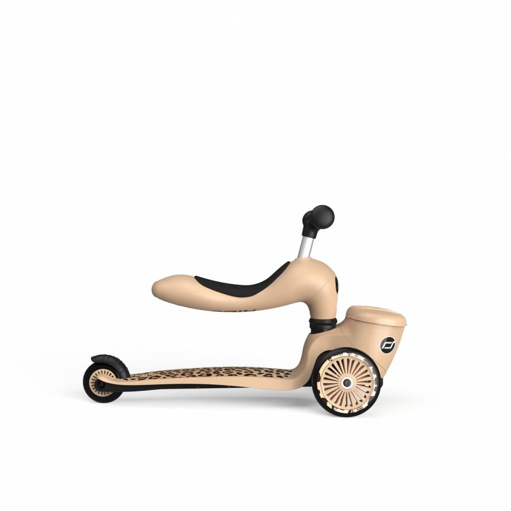 Trotineta copii cu sezut, suport jucarie, transformabila 2 in 1, HighwayKick 1 Lifestyle Leopard, 1-5 ani, pana la 50 kg, Scoot Ride