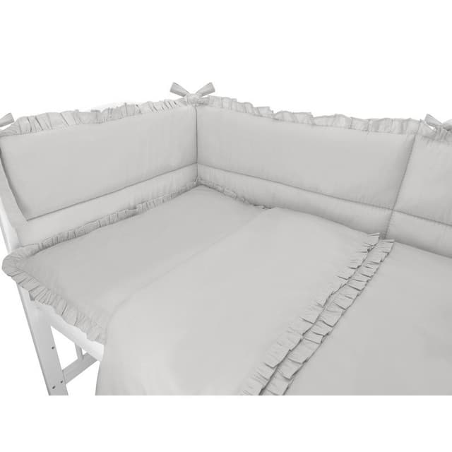 Lenjerie pentru patut cu 3 piese MimiNu Colectia Royal Grey cu volanase 120x60 cm