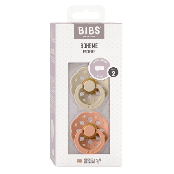 Set 2 suzete Bibs Boheme Latex tetina rotunda 6 luni + VanillaPeach