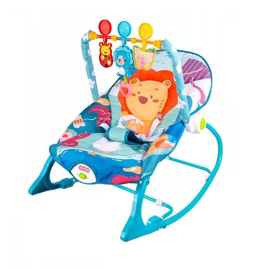Balansoar multifunctional pentru copii MalPlay Blue Lion, prevazut cu sunete si vibratii, dimensiune 64 x 46 x 65 cm