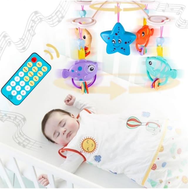 Carusel muzical pentru patut cu telecomanda si proiector Blue