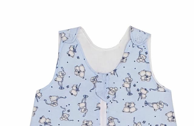 Sac de dormit copii 1.5 tog Loving Bear Blue din bumbac 85 cm