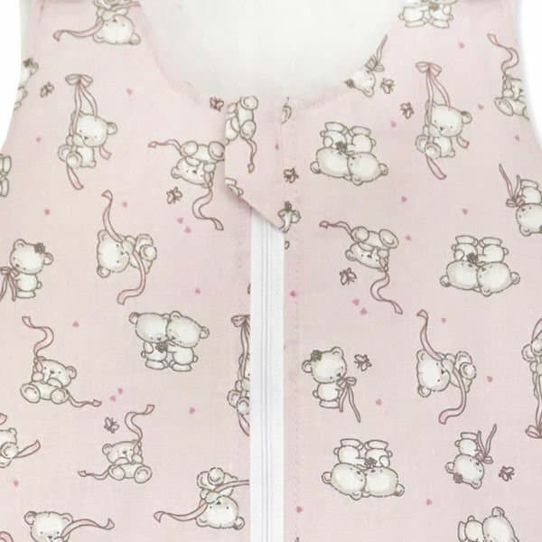 Sac de dormit copii 1.5 tog Loving Bear Pink din bumbac 95 cm