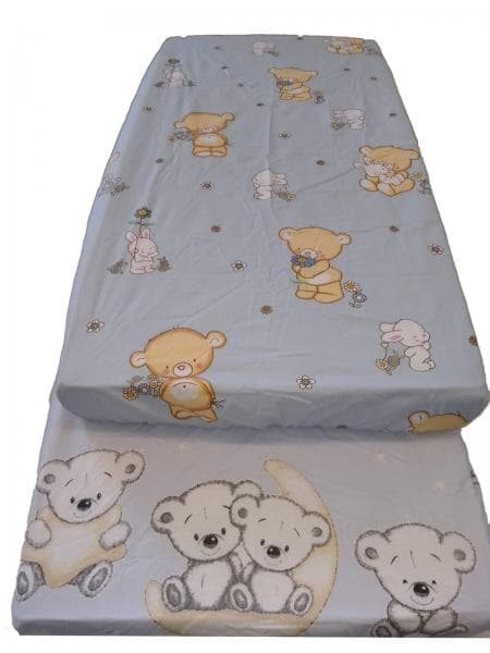 Cearceaf imprimat cu elastic albastru 160x80 cm