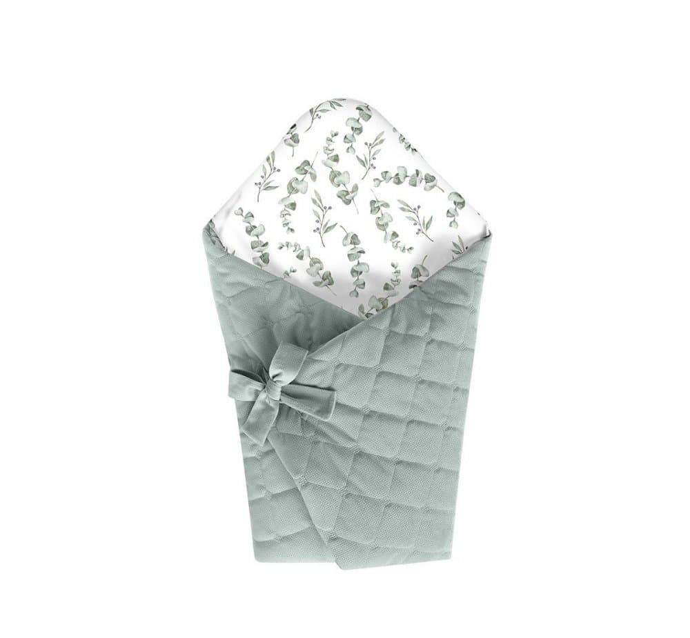 Wrap Babyhorn nou nascut paturica de infasat cu doua fete din bumbac si catifea Eucalipt Mint