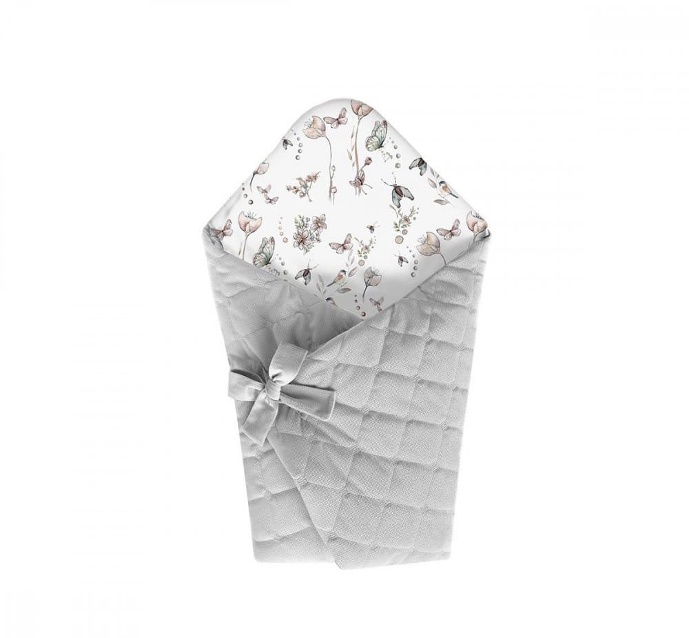 Wrap Babyhorn nou nascut paturica de infasat cu doua fete din bumbac si catifea Nature Grey