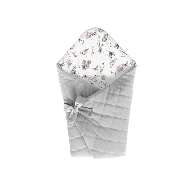 Wrap Babyhorn nou nascut paturica de infasat cu doua fete din bumbac si catifea Nature Grey
