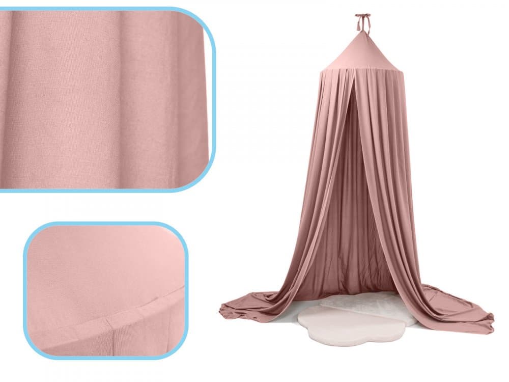 Cort baldachin pentru copii, Ikonka, suspendat, multifunctional pentru patut copii loc de joaca, lungime 290 cm, diametru cadru 70 cm, pink