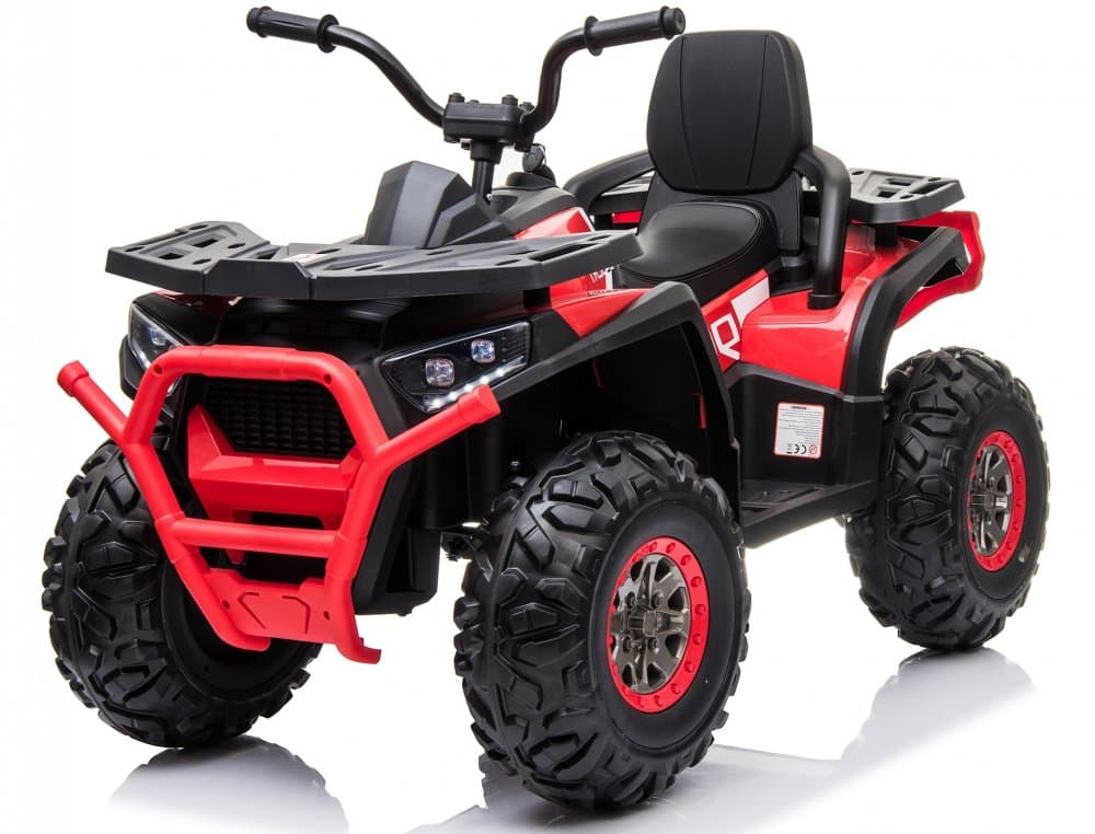 Atv electric pentru copii Nichiduta Desert 90W 12V Red, cu roti din cauciuc EVA, scaun piele, pornire la cheie 12V, unitate audio cu muzica si display, suspensii