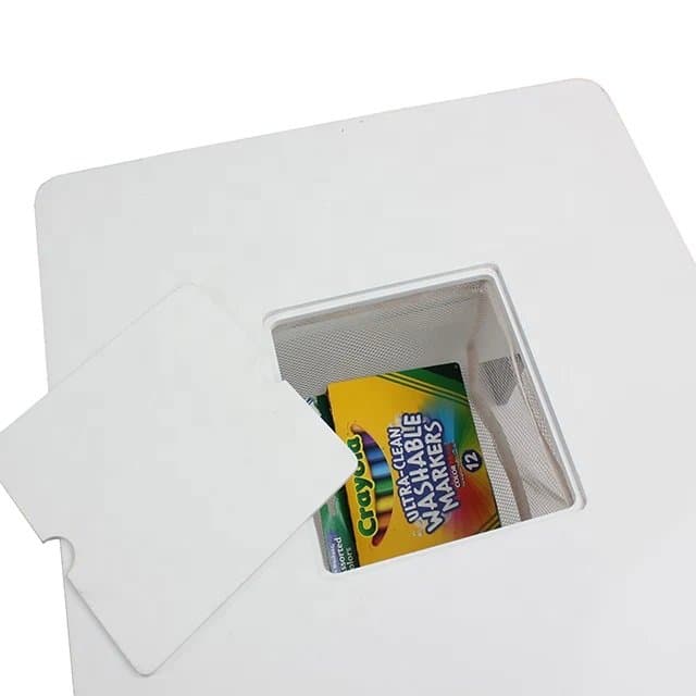 Set masuta cu 2 scaunele din lemn Ginger Home AlbAlbastru cu raft de depozitare carti,blat cu deschidere pentru creioane si accesorii,colturi si margini rotunjite,design modern si elegant,dimensiune masa 60x60x51 cm