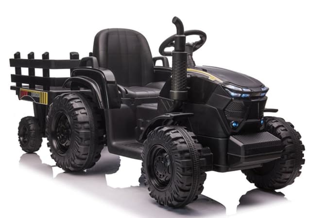 Tractor electric pentru copii Nichiduta Agriculture Black 12V 80W cu telecomanda, pornire la buton, Mp3, Usb si remorca detasabila