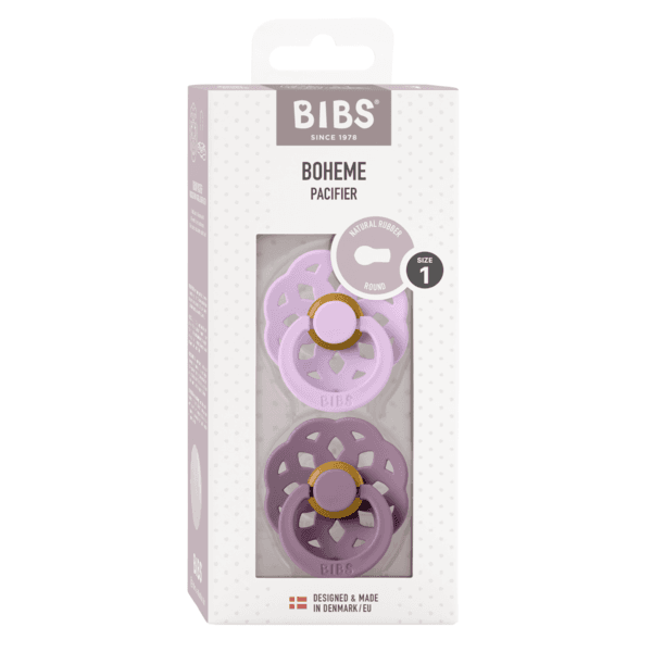 Set 2 suzete Bibs Boheme Latex tetina rotunda 0 luni + MauveViolet Sky