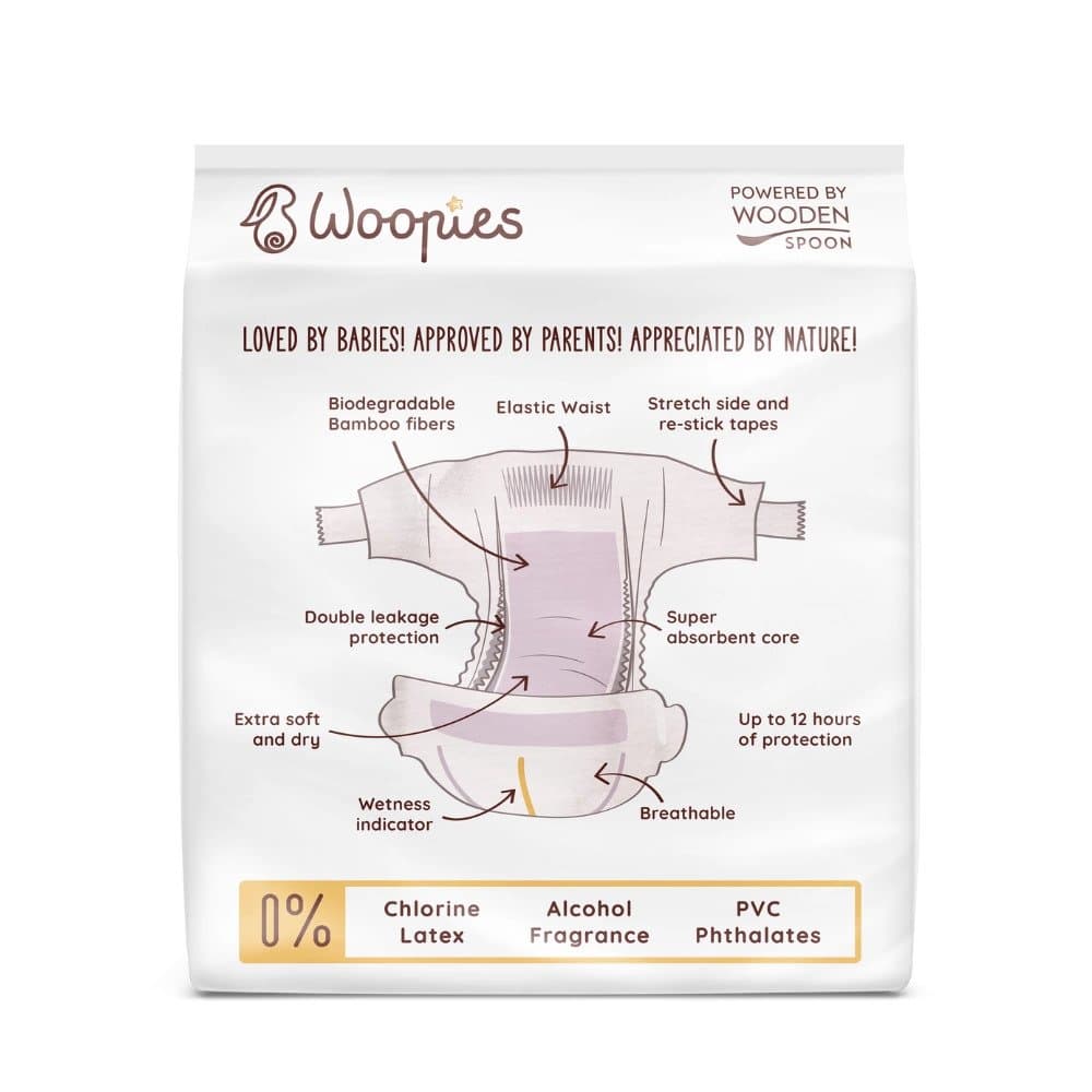 Scutece eco cu fibre de bambus M Wooden Spoon 30 bucati 9-14 kg