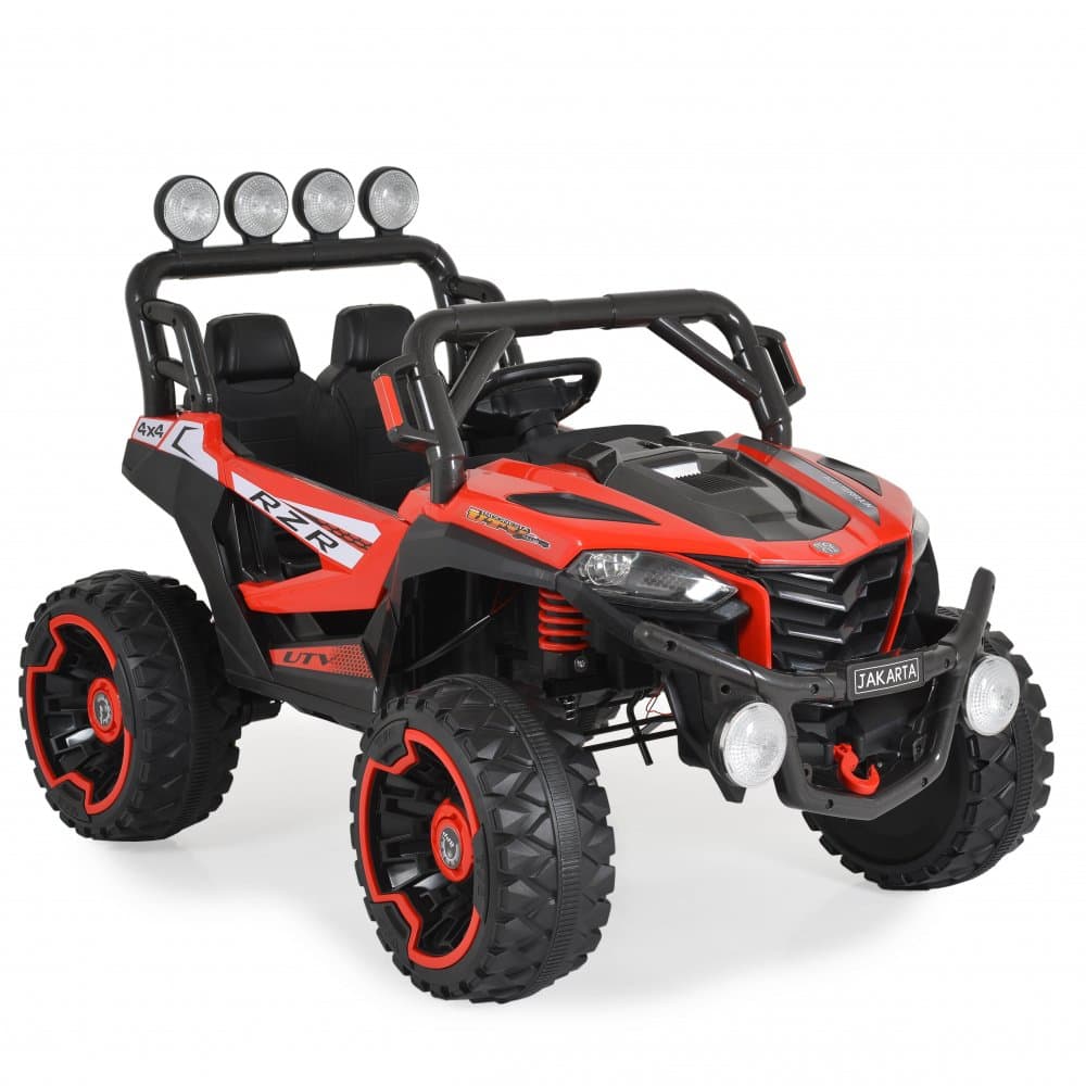 Masinuta electrica pentru copii Moni Jakarta Red 12V 140W de teren 4x4 cu telecomanda, player muzical, 4 motoare, deschidere usi si lumini