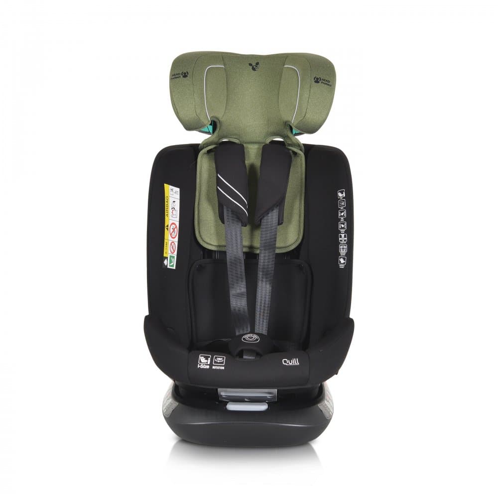 Scaun auto cu Isofix Cangaroo Quill I-size 40-150 cm Green,Sezut rotativ 360 grade,Spatar reglabil 5 pozitii,Tetiera reglabila 15 pozitii,SIP-Protectie impact lateral,Top tether,Rear Facing pana la 105cm,Centuri de siguranta