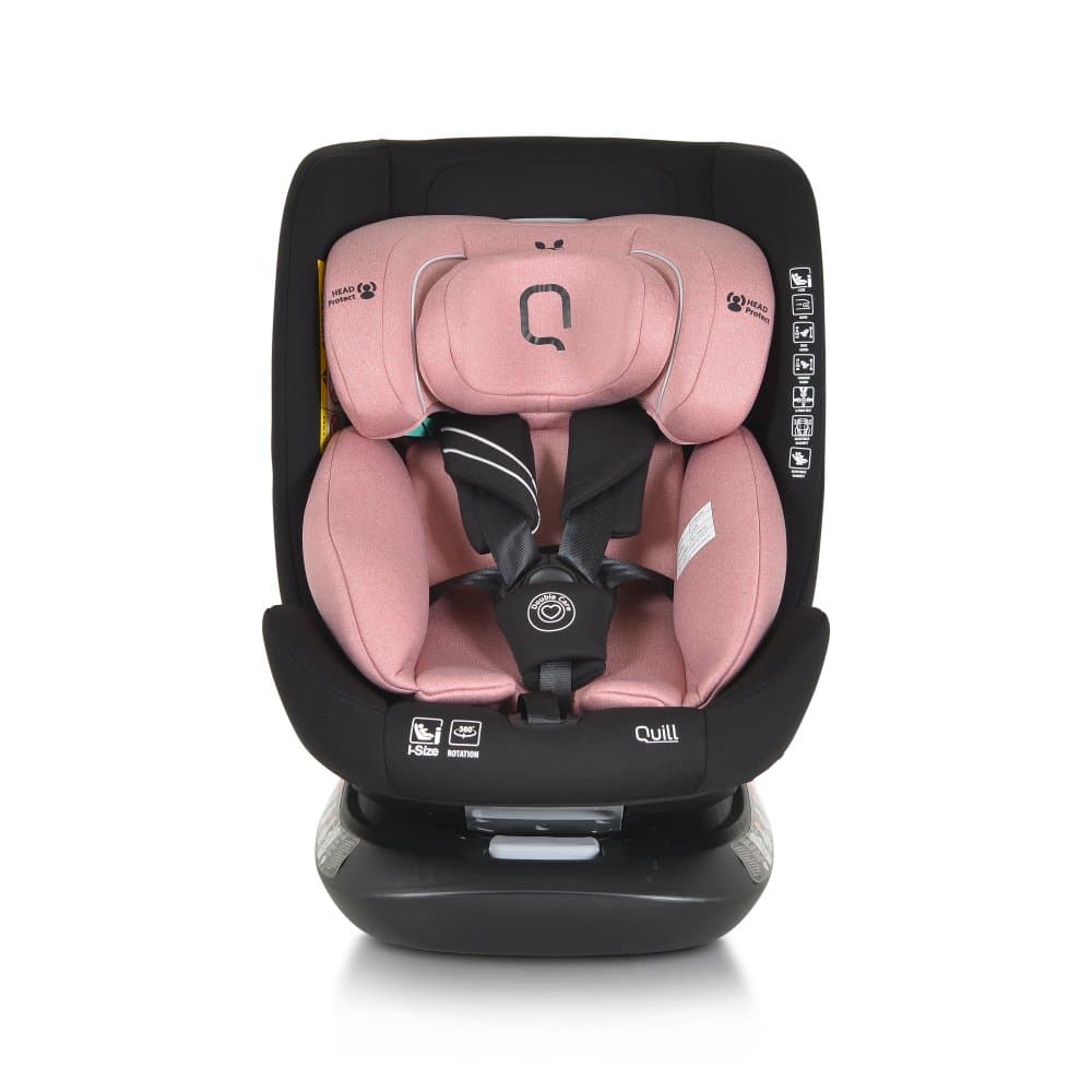 Scaun auto cu Isofix Cangaroo Quill I-size 40-150 cm Pink,Sezut rotativ 360 grade,Spatar reglabil 5 pozitii,Tetiera reglabila 15 pozitii,SIP-Protectie impact lateral,Top tether,Rear Facing pana la 105cm,Centuri de siguranta