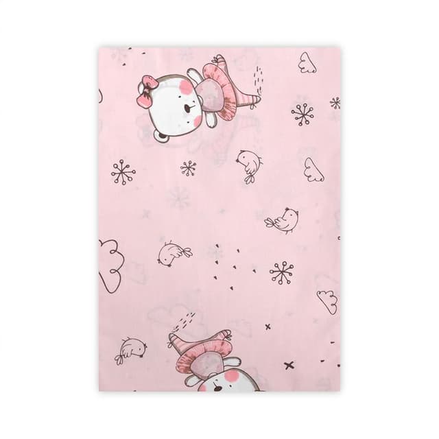 Cearceaf bumbac ranforce 100 x 150 cm Pink Ballerina Bear
