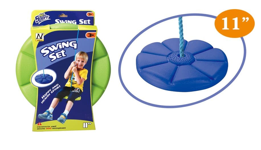 Leagan pentru copii, diametru disc 27.5cm, din plastic, funie 210 cm, Blue Flower